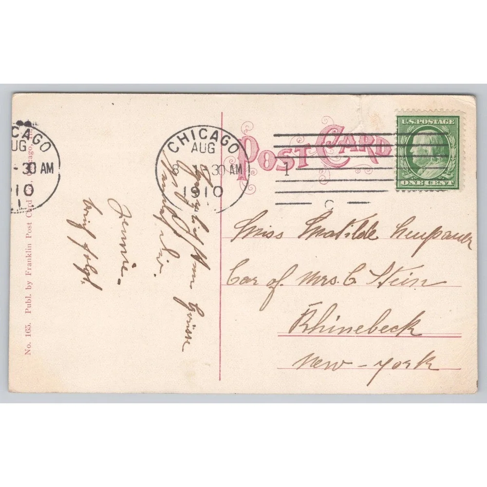 Humboldt Park Lily Pond Stone Bridge Chicago‎ Postcard 1910